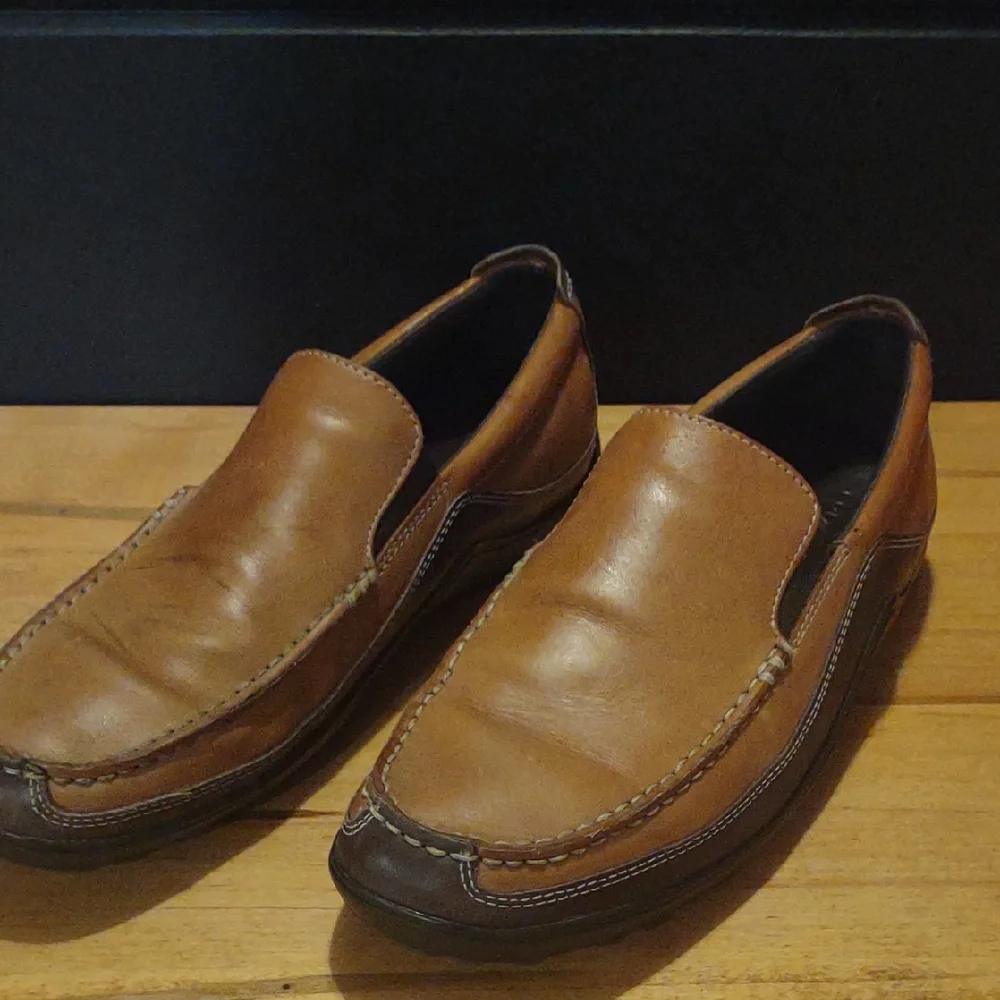 Cole Haan Mens 11M Tucker Venetian Tan Leather‎ Slip-On Loafers
